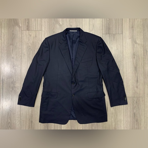Hickey Freeman Loro Piana Tasmanian Super 130's Navy Suit Jacket Sz 46L